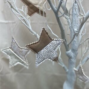 Handmade star ornaments or gift embellishment set of 7